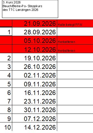 Termine Kurs 3 26